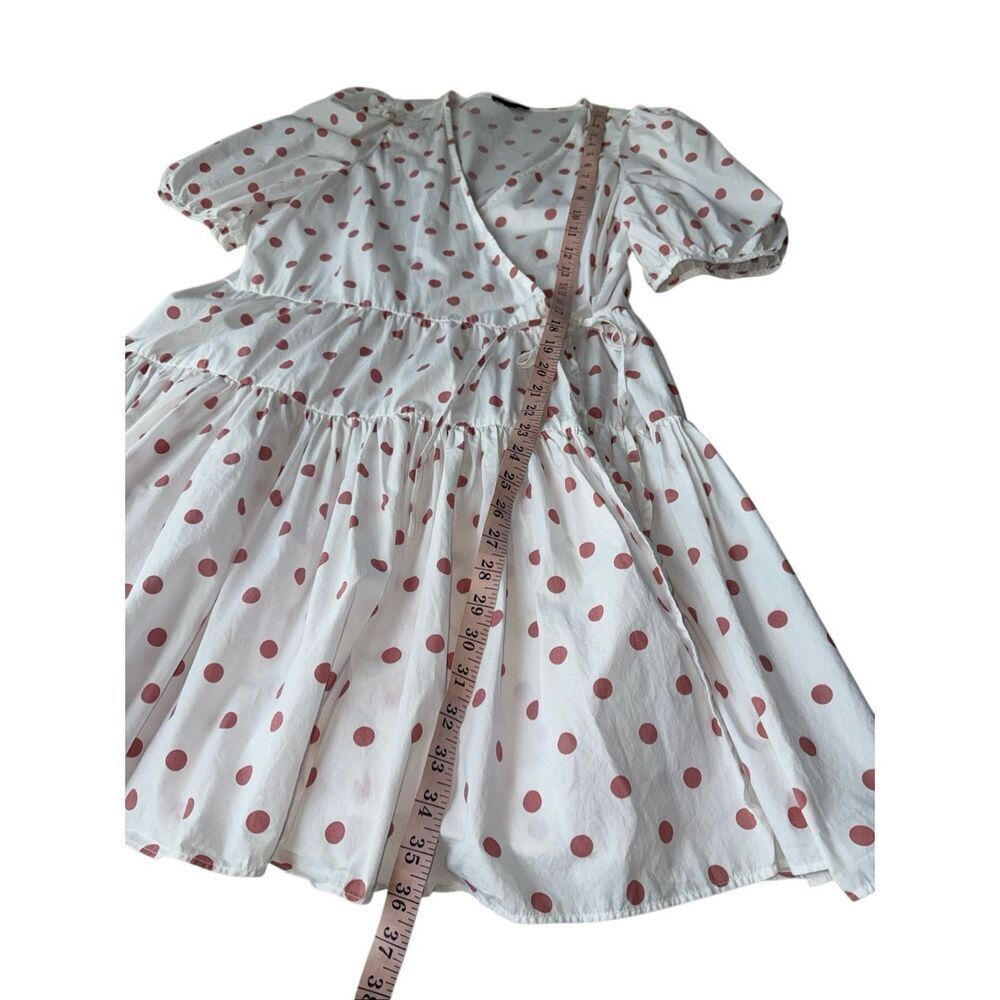 J.crew polka dot Puff-sleeve cotton poplin wrap dress in white rose dot - Picture 12 of 13